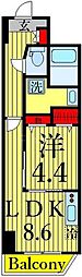オランジュ・ポルト 1LDKの間取図画像