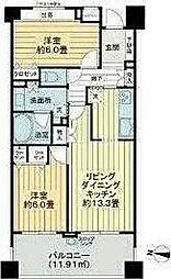 ライオンズ東京根岸レジデンス 2LDKの間取図画像