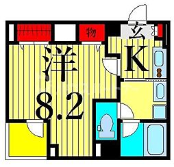 ヴェルデセゾン 1Kの間取図画像
