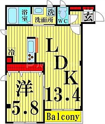 ラシーネ扇サクラ 1LDKの間取図画像