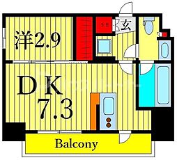 メイクスデザイン入谷アジールコート 1DKの間取図画像