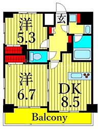 グランパーク町屋 2DKの間取図画像