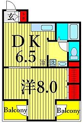 町屋ニュートーキョービル 1DKの間取図画像