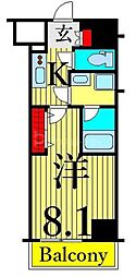 ジェノヴィア南千住2スカイガーデン 1Kの間取図画像