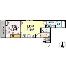 グラナーデ扇I D 1LDKの間取図画像