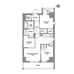 荒川区東日暮里2丁目マンション 3LDKの間取図画像