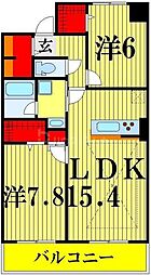 ロイヤルパークス新田 2LDKの間取図画像