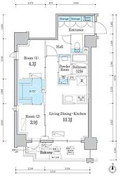 デュオフラッツ台東三ノ輪 2LDKの間取図画像