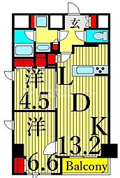 デルックス田端 2LDKの間取図画像