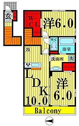 レユシールイコウ 2LDKの間取図画像