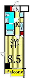 MAKES浅草イースト 1Kの間取図画像