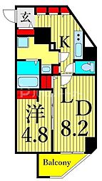 OPENBLOOM入谷 1LDKの間取図画像