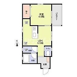 ル・シエル 1DKの間取図画像