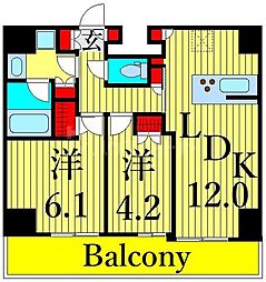 クレストコート東日暮里 2LDKの間取図画像