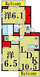 グランサージュ 2LDKの間取図画像