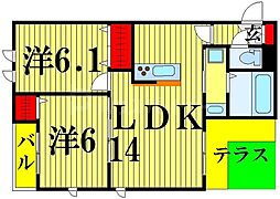 ベルグラシア 2LDKの間取図画像