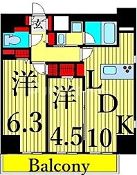 レフィールオーブ町屋駅前 2LDKの間取図画像