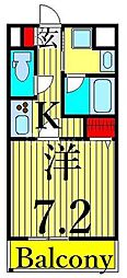 レフィールオーブ町屋駅前 1Kの間取図画像