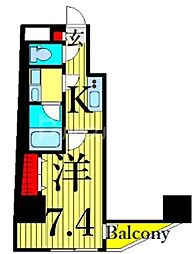 フェルクルールプレスト三ノ輪駅前 1Kの間取図画像