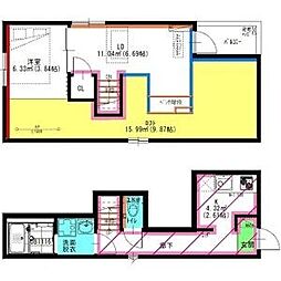 名古屋市北区清水5丁目アパート 1DKの間取図画像