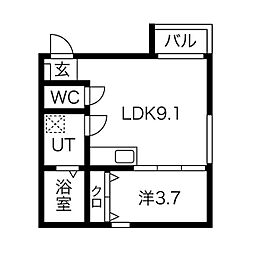 プリシェール中小田井 1LDKの間取図画像