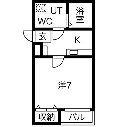 プランドール・エス 1Kの間取図画像