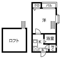 OAZO中村 1SKの間取図画像