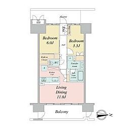 ラフィシア上前津 2LDKの間取図画像