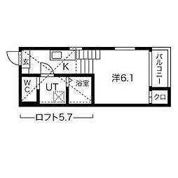 ハーモニーテラスサニーベール志賀町 1SKの間取図画像