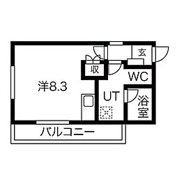プリシェール八田 1Kの間取図画像
