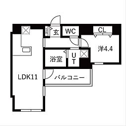 ザ・レジデンスパーク栄 1LDKの間取図画像