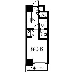 ベルルージュ中村公園 ワンルームの間取図画像