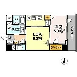 レジデンス丸の内七間町 1LDKの間取図画像