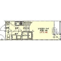 サニーハイツ南川町 1Kの間取図画像