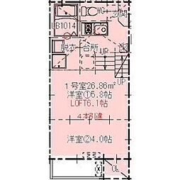 ハーモニーテラス生駒町3 2Kの間取図画像