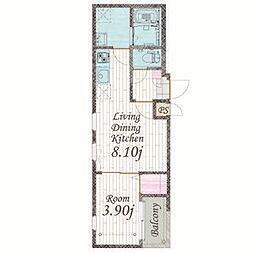 Cherim 本陣十王町II South 1LDKの間取図画像
