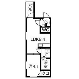 ディベルド八代 1LDKの間取図画像