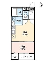 T.A上飯田東町5丁目 1LDKの間取図画像