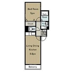 サントル大宝 1LDKの間取図画像