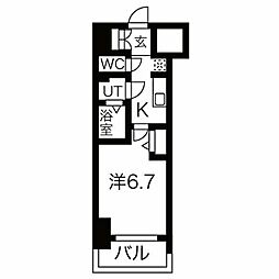 メイクス鶴舞2 1Kの間取図画像