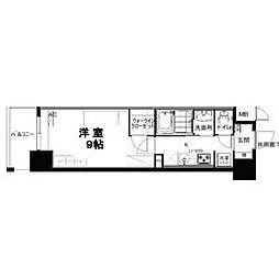 アモンリオブランシュ 1Kの間取図画像