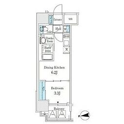 PONANT鶴舞公園 1DKの間取図画像