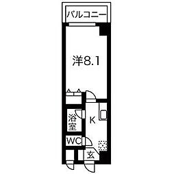 ヒルズ新栄3号館 1Kの間取図画像