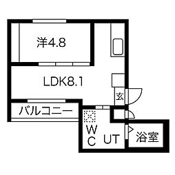 HK2east 1LDKの間取図画像
