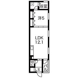 名古屋市北区上飯田北町3丁目アパート 1LDKの間取図画像