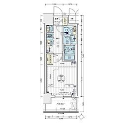 エステムコート名古屋栄プレシャス 1Kの間取図画像