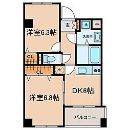 スリーウェイ金山 2DKの間取図画像