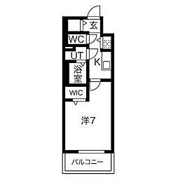エスリード栄ラ・ヴィ 1Kの間取図画像