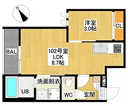 グランティック大曽根北 1LDKの間取図画像
