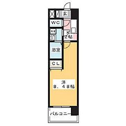 名古屋市営鶴舞線 鶴舞駅 徒歩9分の賃貸マンション 10階1Kの間取り